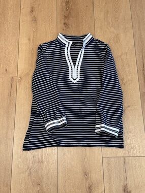 Talbots Navy & White Stripe Pullover Top